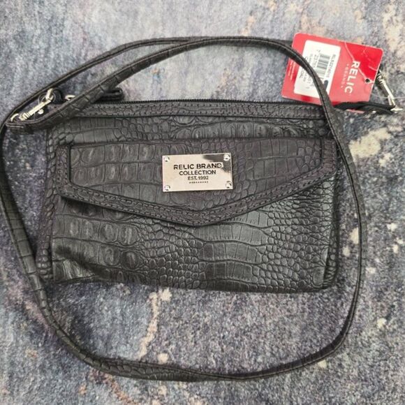 Vintage Relic Collection Faux Crocodile Crossbody Shoulder Bag Clutch Purse NWT - Picture 2 of 5